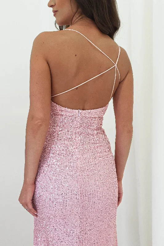 Abella Sequin Maxi Gown | Baby Pink