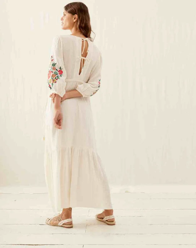 Bali Maxi Dress with Colorful Embroidery