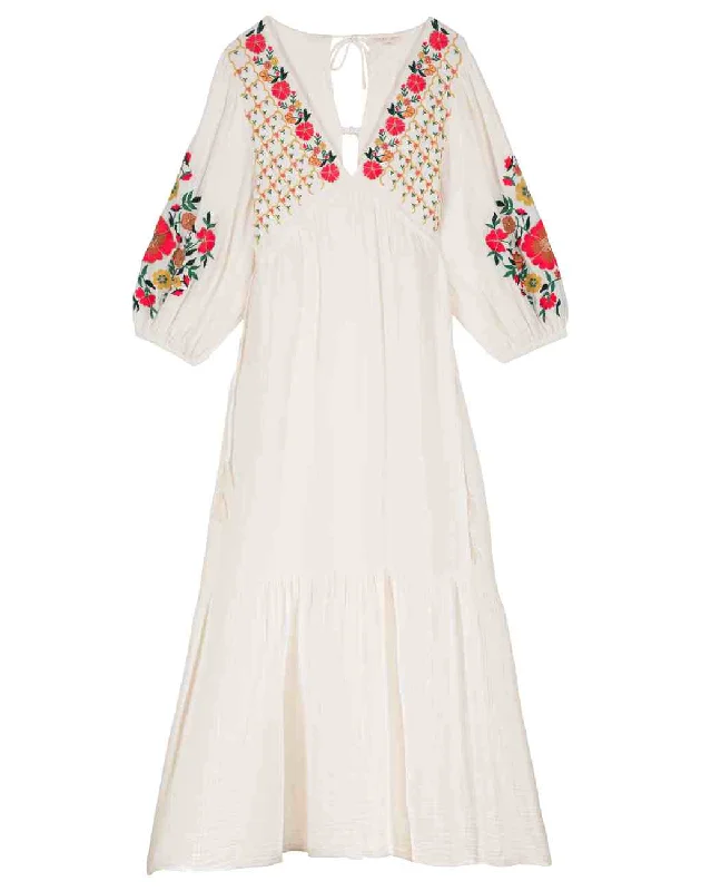 Bali Maxi Dress with Colorful Embroidery