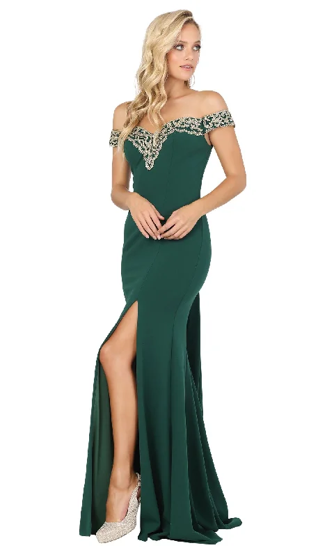 Embellished Off-the-Shoulder Long Prom Dress 4004