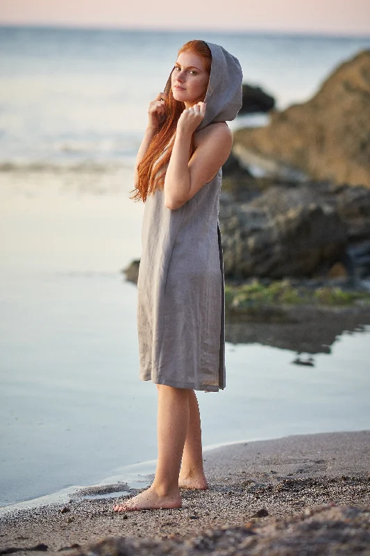 Hooded Linen Midi Dress