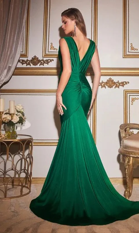 Pleated-Waist Long Sleeveless Prom Dress CD912