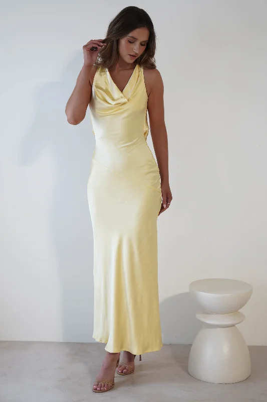 Leah Cowl Neckline Maxi Dress | Lemon