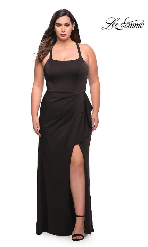 Side Drape La Femme Long Plus-Size Formal Dress