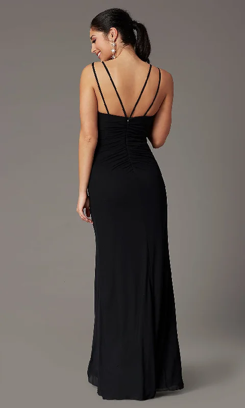 V-Neck Ruched Long Classic Formal Gown