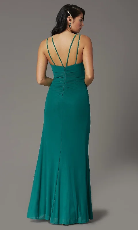 V-Neck Ruched Long Classic Formal Gown