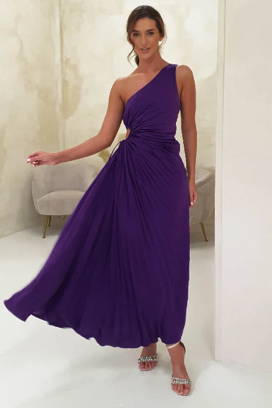 Olsen Pleated Maxi Dress | Deep Purple