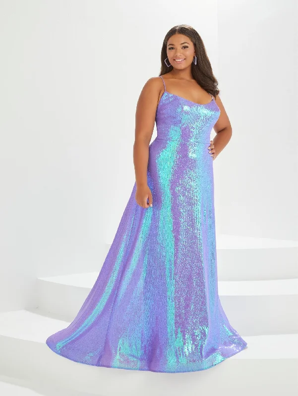 Plus Size Iridescent Sequin Gown by Tiffany Designs 16043