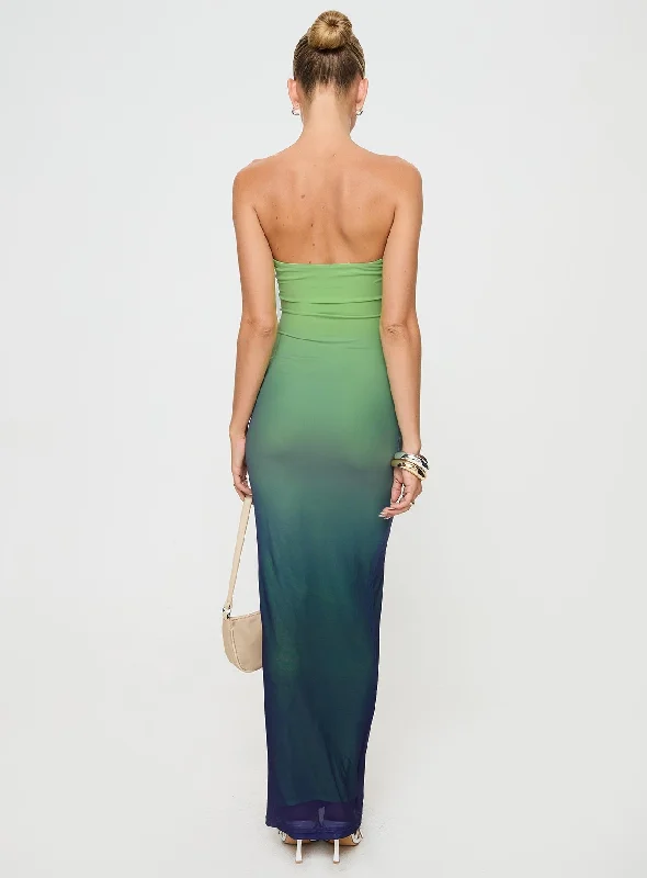 Stolen Love Strapless Maxi Dress Blue / Green Ombre Tall