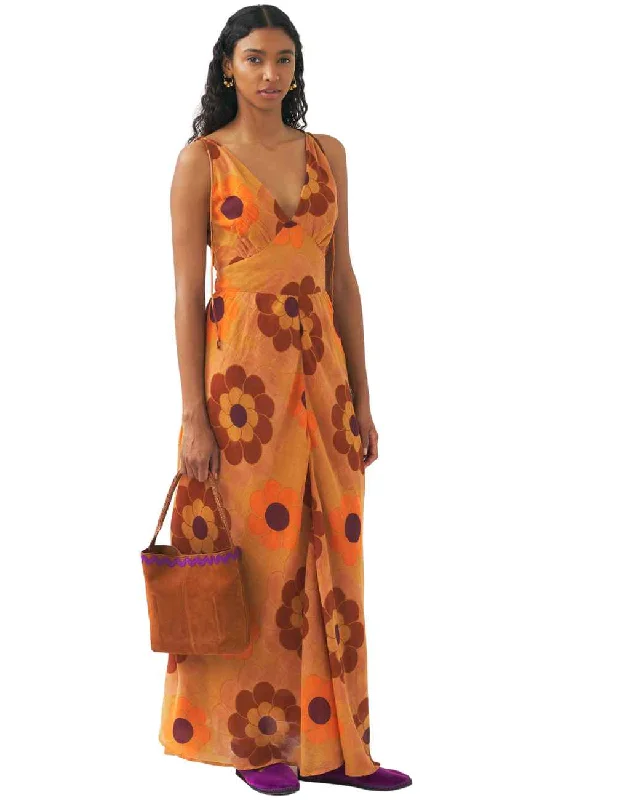 Suny Maxi Sundress with Fun 1960's Inspired Print