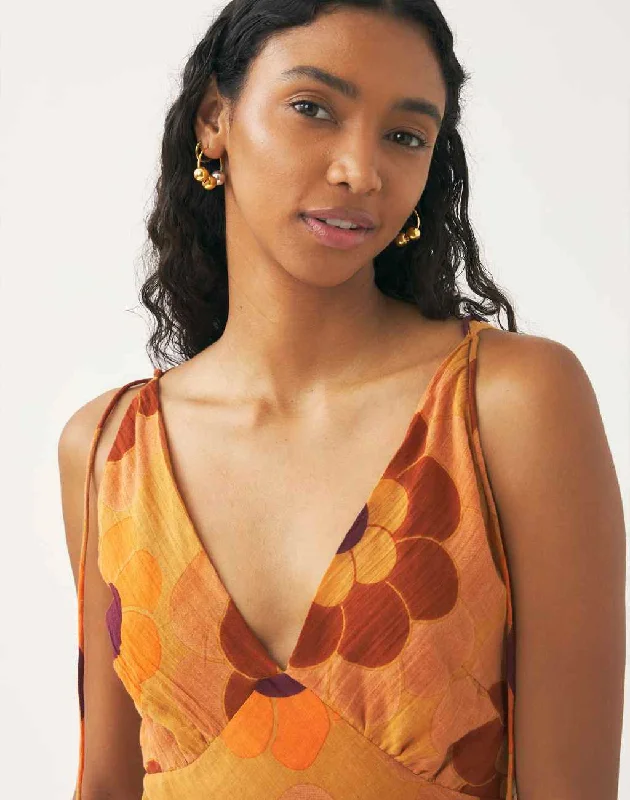 Suny Maxi Sundress with Fun 1960's Inspired Print