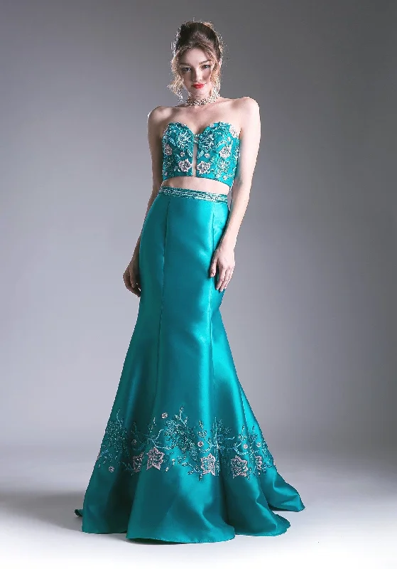 Beaded Two Piece Mermaid Dress by Cinderella Divine 62211