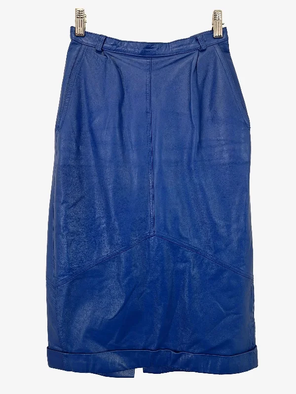 Assorted Brands Stylish Cobalt Leather Midi Skirt Size 12