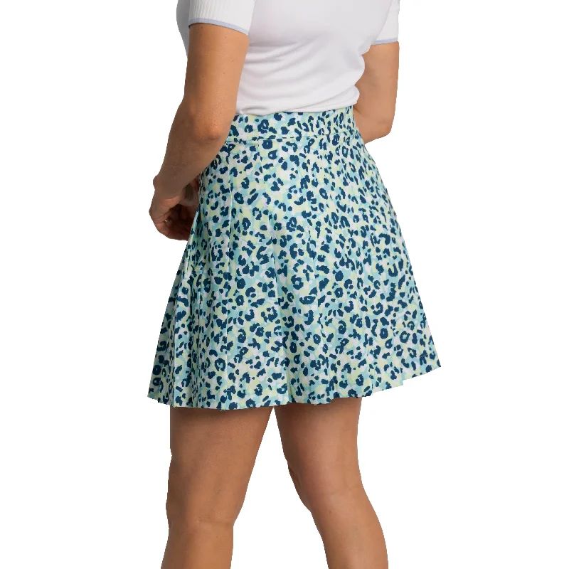 J.Lindeberg Women's Adina Print Golf Skirt - Leopard Aruba Blue