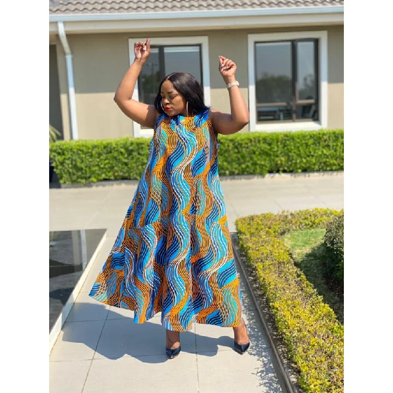 Sleeveless Bubble Ankara Dress